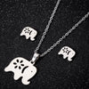 Wholesale Unisex Animal Series Stainless Steel Jewelry Set With Love Water Drops Bell Pattern Electroplated O Chain Necklace And Earrings
