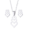 Wholesale Unisex Animal Series Stainless Steel Jewelry Set With Love Water Drops Bell Pattern Electroplated O Chain Necklace And Earrings