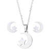 Wholesale Unisex Animal Series Stainless Steel Jewelry Set With Love Water Drops Bell Pattern Electroplated O Chain Necklace And Earrings