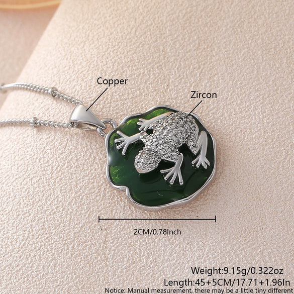 Wholesale Unisex Animal Shaped Copper 18K Gold Plated Frog Pendant Necklace With Ball Chain