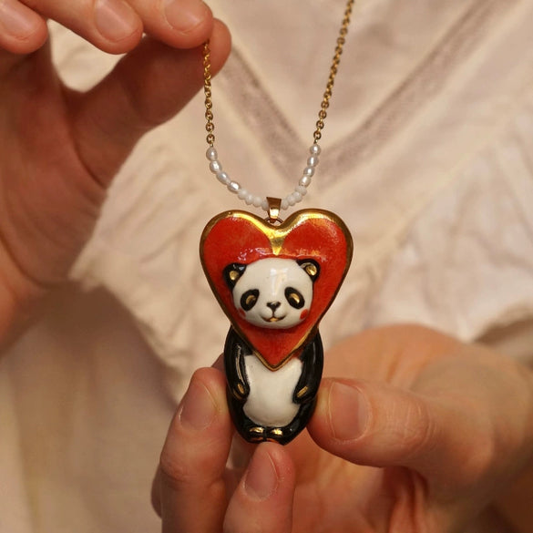 Wholesale Unisex Cartoon Animal And Heart Shaped Copper Electroplated Necklace