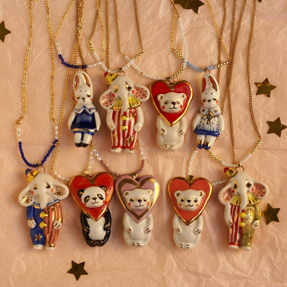 Wholesale Unisex Cartoon Animal And Heart Shaped Copper Electroplated Necklace
