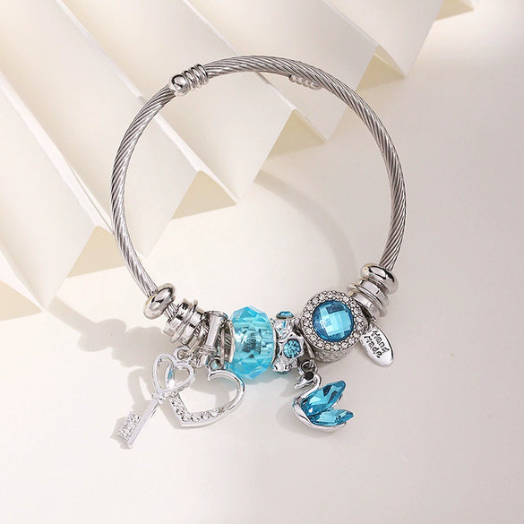 Wholesale Unisex Cartoon Animals Zodiac Zinc Alloy Electroplated Detachable Beaded Bracelet