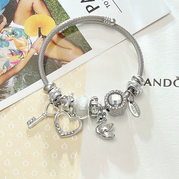 Wholesale Unisex Cartoon Animals Zodiac Zinc Alloy Electroplated Detachable Beaded Bracelet