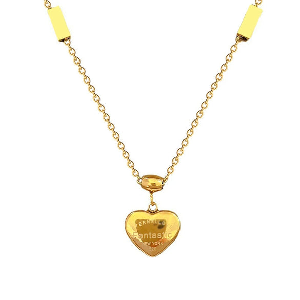 Wholesale Unisex Cartoon Geometric Electroplated Titanium Steel Heart Necklace