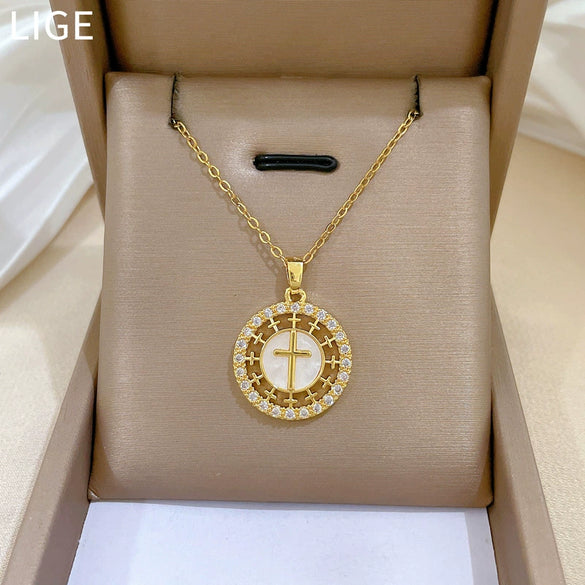 Wholesale Unisex Cartoon Minimalist Geometric Stainless Steel Copper Pendant Necklace