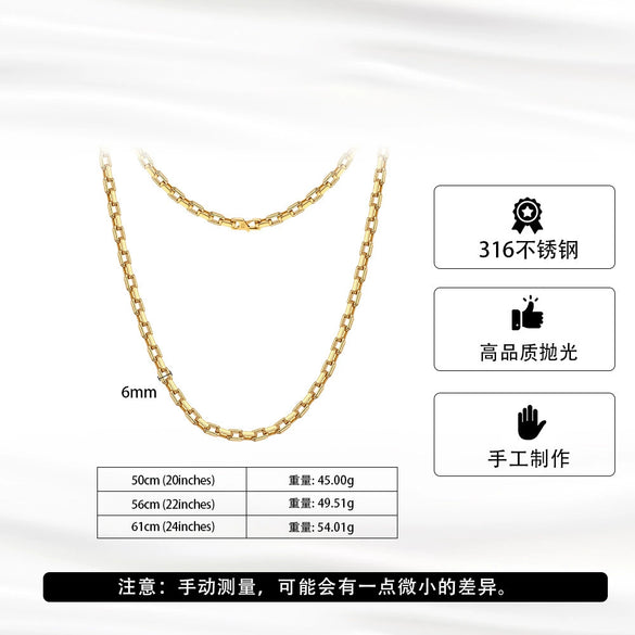 Wholesale Unisex Casual Geometric Stainless Steel Oshaped Chain Necklace With Real Gold Plating