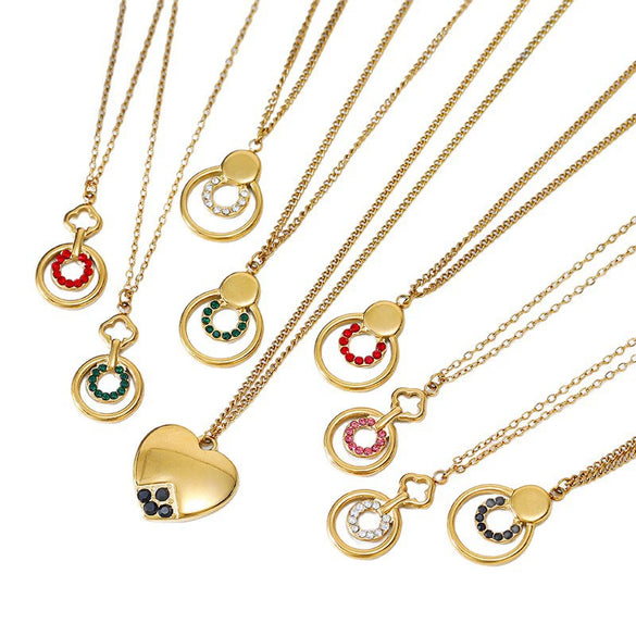 Wholesale Unisex Casual Geometric Stainless Steel Real Gold Plated Ushaped Chain Necklace