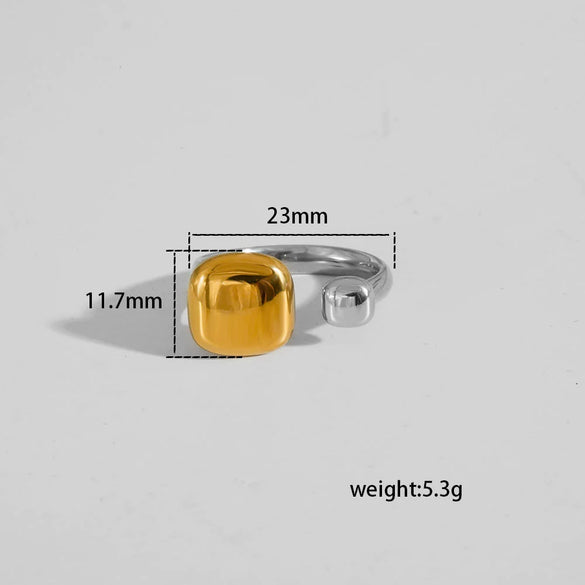 Wholesale Unisex Casual Geometric Titanium Steel Electroplated Spliced Open Ring Set With Water Drop And Triangle Design