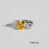 Wholesale Unisex Casual Geometric Titanium Steel Electroplated Spliced Open Ring Set With Water Drop And Triangle Design