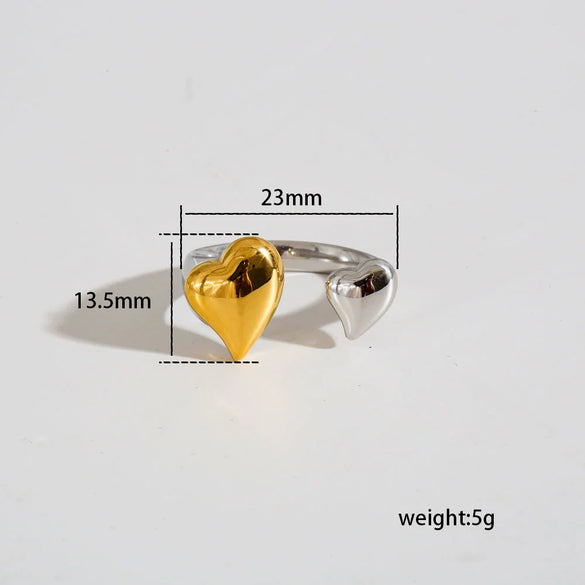 Wholesale Unisex Casual Geometric Titanium Steel Electroplated Spliced Open Ring Set With Water Drop And Triangle Design