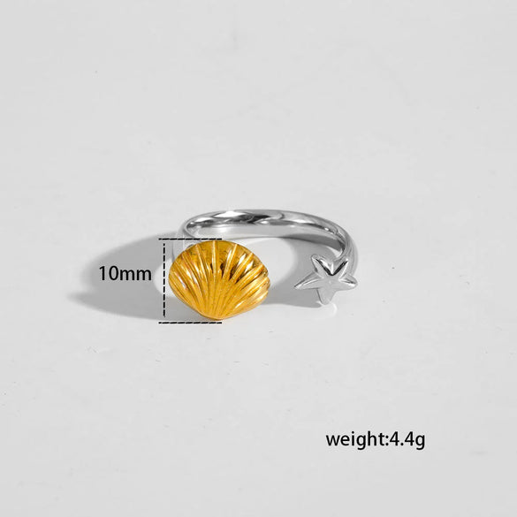 Wholesale Unisex Casual Geometric Titanium Steel Electroplated Spliced Open Ring Set With Water Drop And Triangle Design