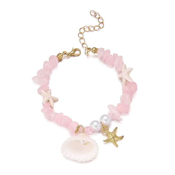 Wholesale Unisex Casual Minimalist Geometric Resin Shell And Starfish Gravel Handmade Bracelet