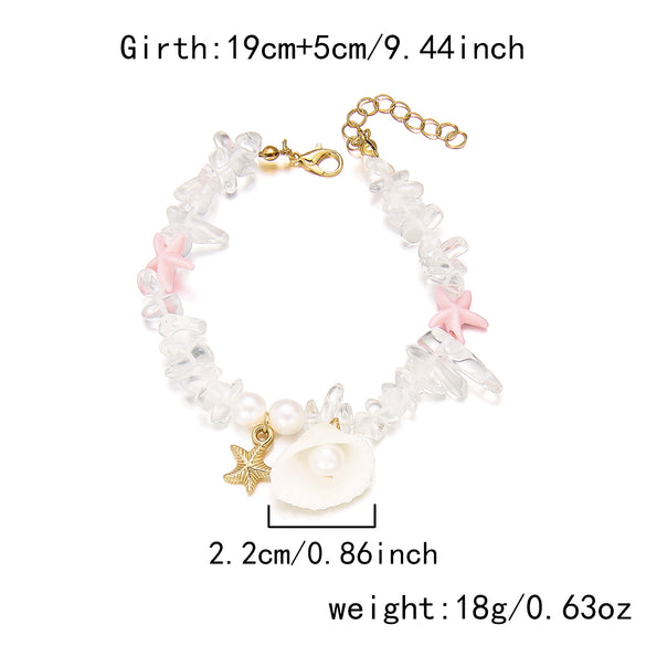Wholesale Unisex Casual Minimalist Geometric Resin Shell And Starfish Gravel Handmade Bracelet