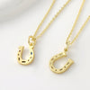 Wholesale Unisex Casual Style Rhinestone Horseshoe Pendant Necklace Copper Gold Plated O Word Chain