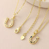 Wholesale Unisex Casual Style Rhinestone Horseshoe Pendant Necklace Copper Gold Plated O Word Chain