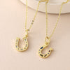 Wholesale Unisex Casual Style Rhinestone Horseshoe Pendant Necklace Copper Gold Plated O Word Chain