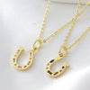 Wholesale Unisex Casual Style Rhinestone Horseshoe Pendant Necklace Copper Gold Plated O Word Chain