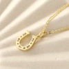 Wholesale Unisex Casual Style Rhinestone Horseshoe Pendant Necklace Copper Gold Plated O Word Chain