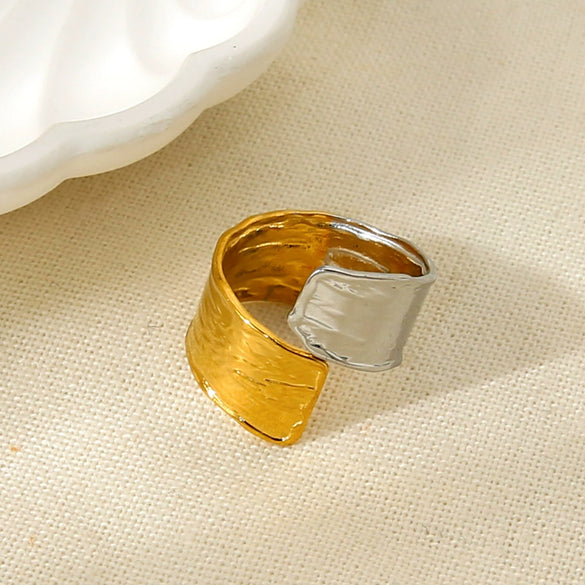 Wholesale Unisex Chic Geometric Stainless Steel Open Ring 18K Gold Electroplated Niche Jewelry