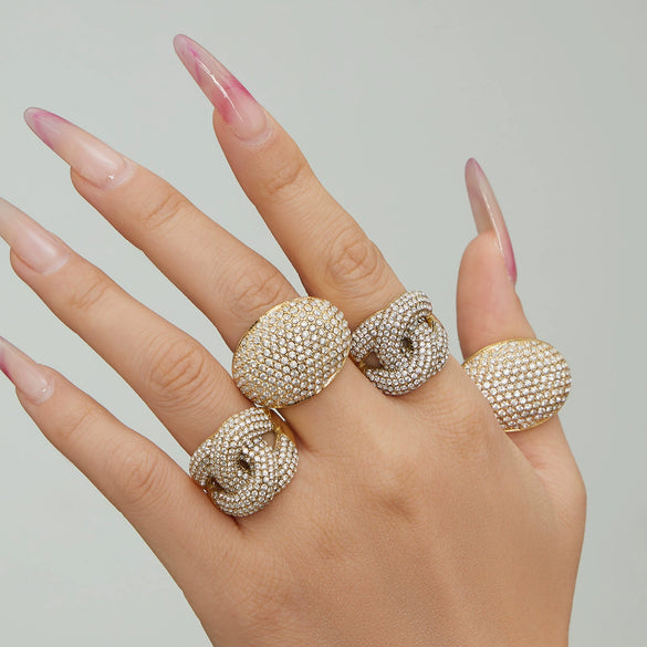 Wholesale Unisex Cold Style Geometric Electroplated Stainless Steel Eggshaped Ring Accessories