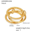 Wholesale Unisex Cold Style Geometric Stainless Steel Electroplated Micropaved Zircon Lock Key Tassel Open Stacked Ring