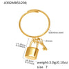 Wholesale Unisex Cold Style Geometric Stainless Steel Electroplated Micropaved Zircon Lock Key Tassel Open Stacked Ring