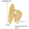 Wholesale Unisex Cold Style Geometric Stainless Steel Peacock Tail Zircon Ring Plated With 18K Real Gold