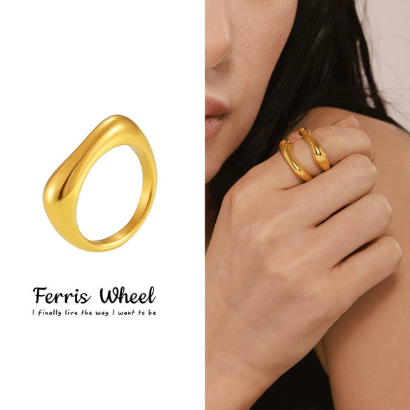 Wholesale Unisex Cold Style Irregular Geometric Titanium Steel Electroplated Ring