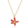 Wholesale Unisex Colorful Oildropping Gold Electroplated Stainless Steel Starfish Pendant Cross Chain Necklace