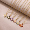 Wholesale Unisex Colorful Oildropping Gold Electroplated Stainless Steel Starfish Pendant Cross Chain Necklace