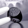 Wholesale Unisex Compass Geometric Stainless Steel Ring With Oil Treatment