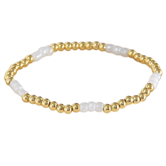 Wholesale Unisex Copper Goldplated Round Beads Cross Bead Bracelet Set Ins Style Geometric Design