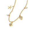 Wholesale Unisex Copper Goldplated Starfish And Small Fish Pendant Necklace In Sweet And Cool Animal Style