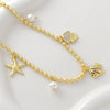 Wholesale Unisex Copper Goldplated Starfish And Small Fish Pendant Necklace In Sweet And Cool Animal Style