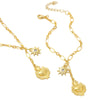 Wholesale Unisex Copper Real Gold Plated Holy Heart Pendant Necklace And Paperclip Bracelet Jewelry Set