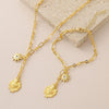 Wholesale Unisex Copper Real Gold Plated Holy Heart Pendant Necklace And Paperclip Bracelet Jewelry Set