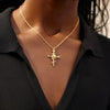 Wholesale Unisex Cross Birth Flower Necklace With Ochain Copper And Titanium Steel Electroplated