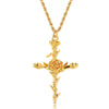 Wholesale Unisex Cross Birth Flower Necklace With Ochain Copper And Titanium Steel Electroplated