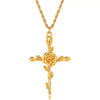 Wholesale Unisex Cross Birth Flower Necklace With Ochain Copper And Titanium Steel Electroplated