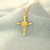 Wholesale Unisex Cross Birth Flower Necklace With Ochain Copper And Titanium Steel Electroplated