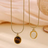 Wholesale Unisex Cross Chain Necklace With Gold Electroplated Stainless Steel Pendant And Tiger Eye Stone