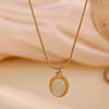Wholesale Unisex Cross Chain Necklace With Gold Electroplated Stainless Steel Pendant And Tiger Eye Stone