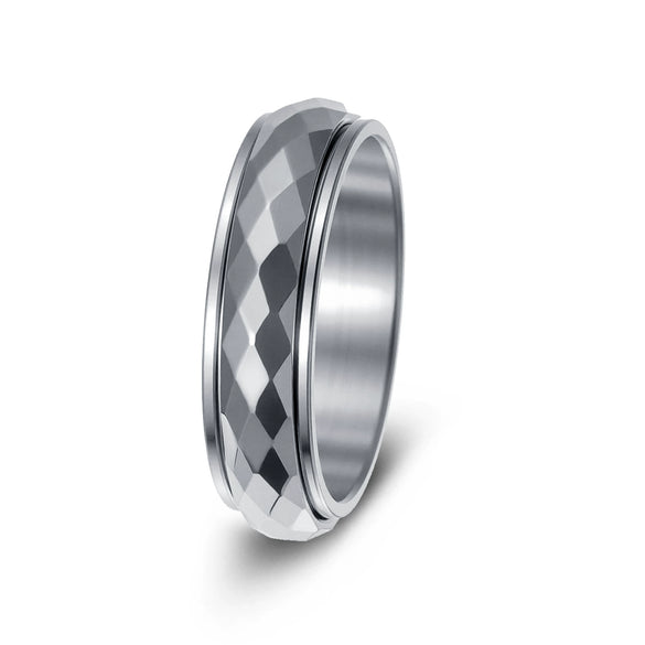 Wholesale Unisex Diamondshaped Rotatable Stressrelief Titanium Steel Ring With Geometric Design And Electroplating