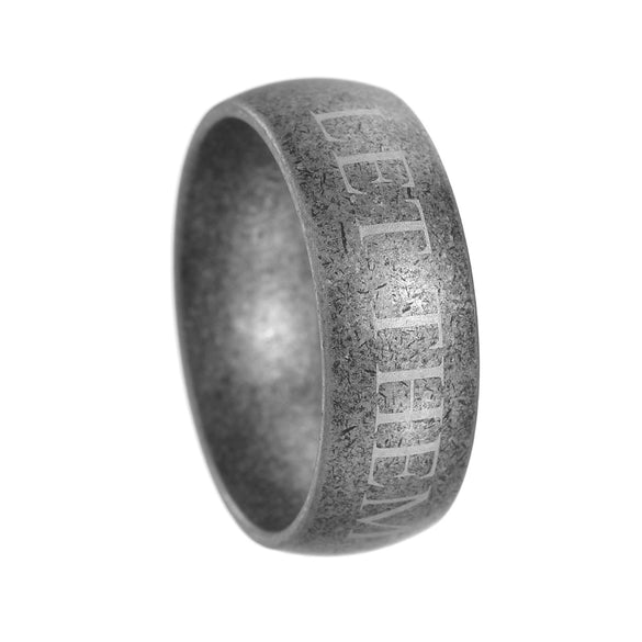 Wholesale Unisex Distressed Antique Silver Bronze Titanium Steel Ring With Letters Numbers Text Styling