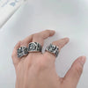 Wholesale Unisex Distressed Geometric Gothic Rose Skull Titanium Steel Ring Jewelry