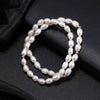Wholesale Unisex Double Layer Natural Freshwater Pearl Bracelet 925 Sterling Silver Electroplated