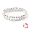Wholesale Unisex Double Layer Natural Freshwater Pearl Bracelet 925 Sterling Silver Electroplated