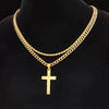Wholesale Unisex Doublelayer Titanium And Stainless Steel Ushaped Electroplated Cross Hiphop Stacking Style Necklace
