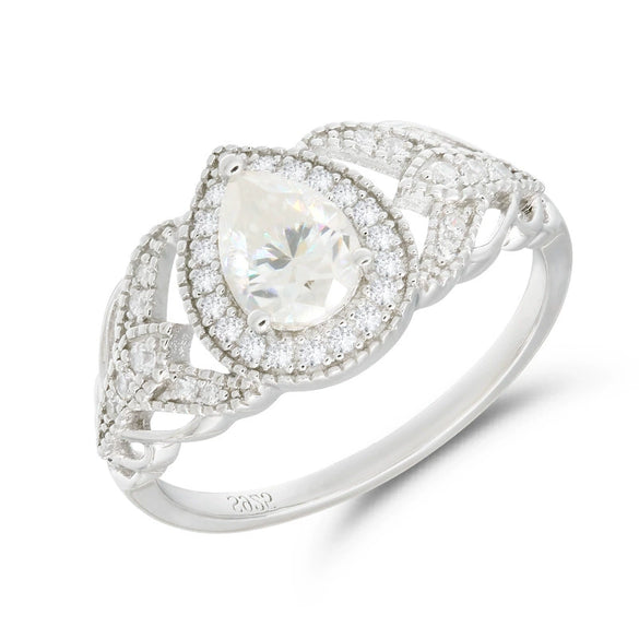 Wholesale Unisex Drop Shape Electroplated S925 Sterling Silver Ring